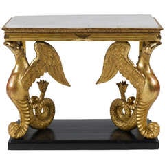 Unusual early 19th c. Swedish Carved Giltwood Console Table 8