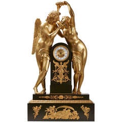 Impressive French or Russian Ormolu Mantel Clock "Psyche Crowning Cupid"