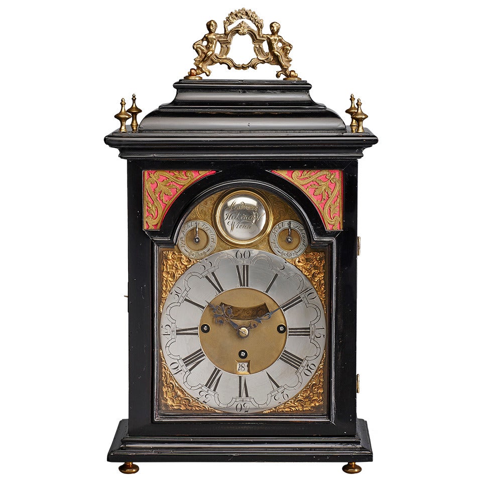 Austrian 18th Century Baroque Period Bracket Clock, Signed Andreas Hohenadl For Sale