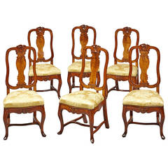 Set of Six 18th Century German Baroque Walnut Dining Chairs 10