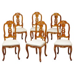 Set of Six North European 18th Century Rococo Dining Chairs