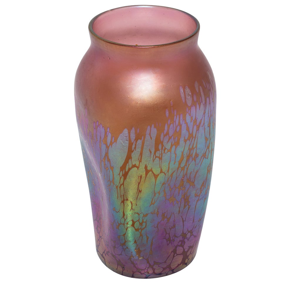 Loetz Gorgeous Pink Medici Vase Highly Iridescent