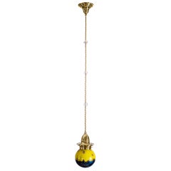 Viennese Hanging Lamp circa 1902 with Loetz Lamp Phenomen Gre 2/314 Shade