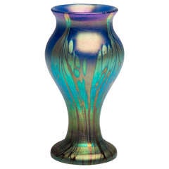 Johann Loetz Witwe Vase Blue Opalescent Medici Decoration circa 1902