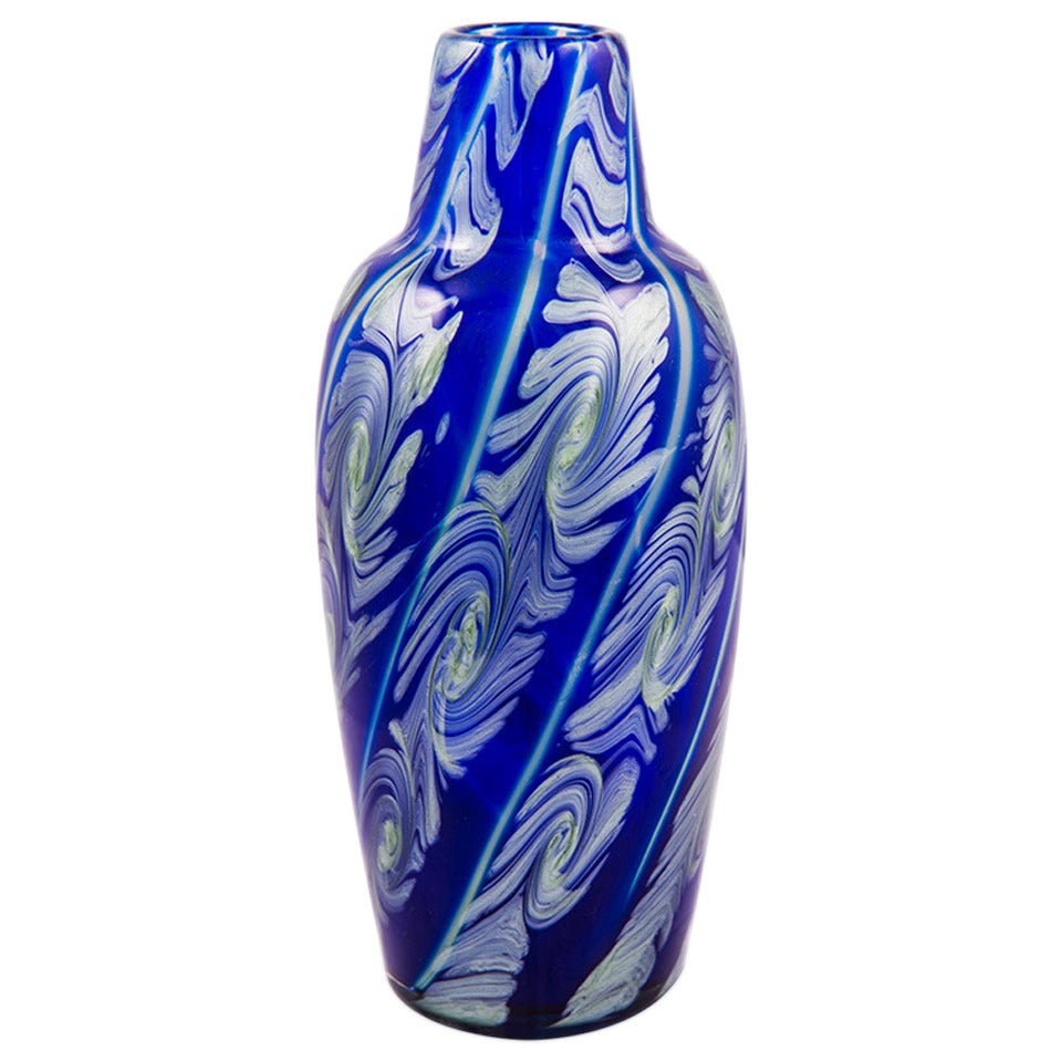 Loetz Vase Decoration Ausfuhrung 118 in Blue by Franz Hofstoetter, circa 1911