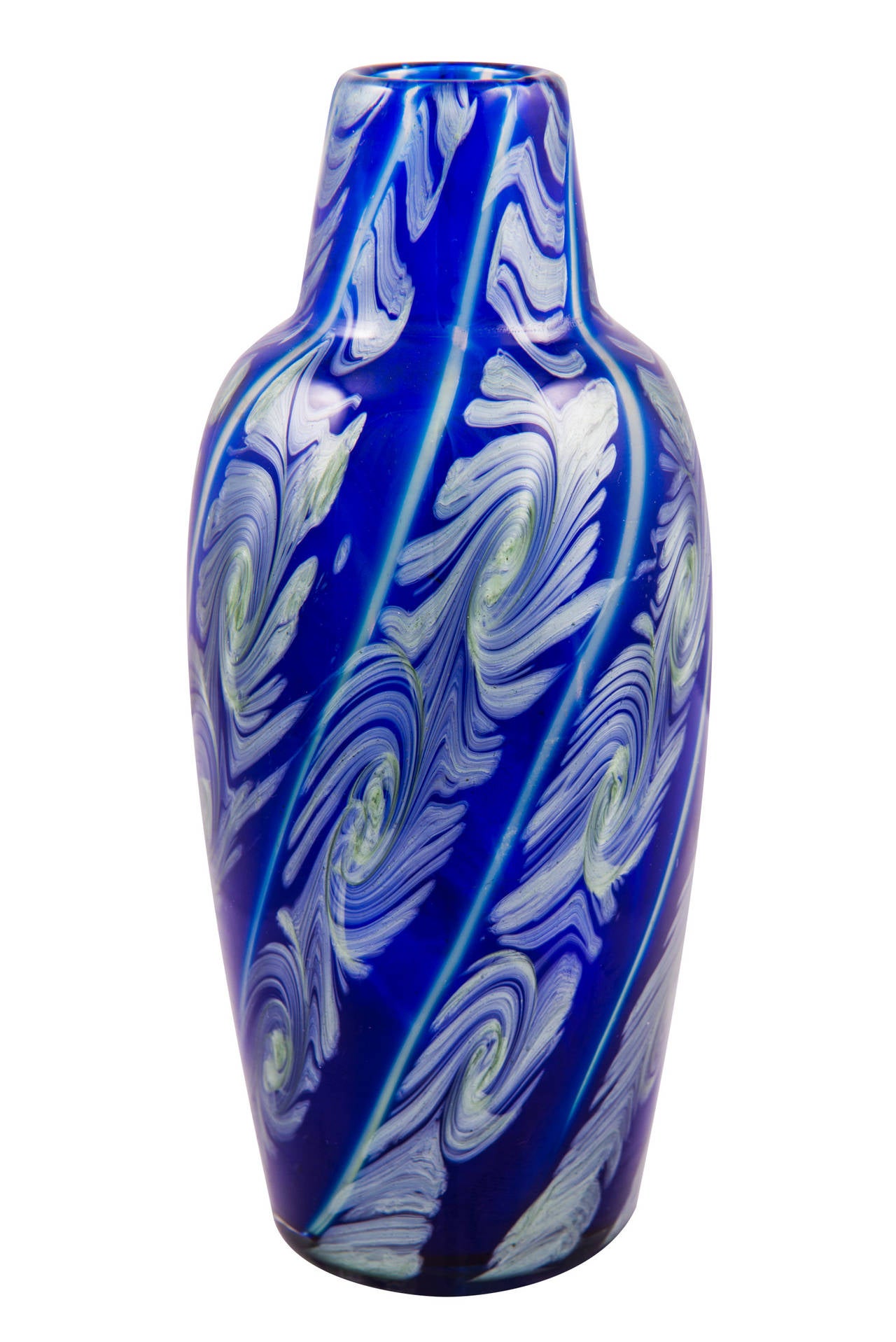Austrian Loetz Vase Decoration Ausfuhrung 118 in Blue by Franz Hofstoetter, circa 1911