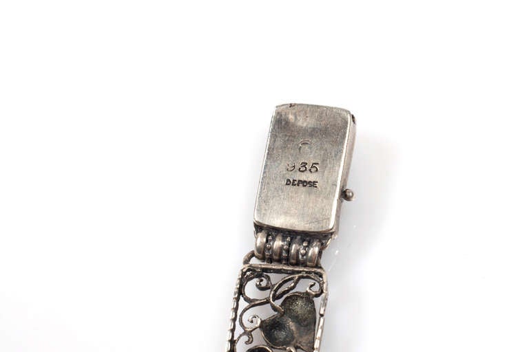 German Theodor Fahrner Jugendstil Bracelet 1915 Silver and Amethyst Secessionist