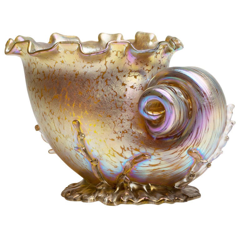 Loetz Conch Shell Vase Candia Papillion ca.1896