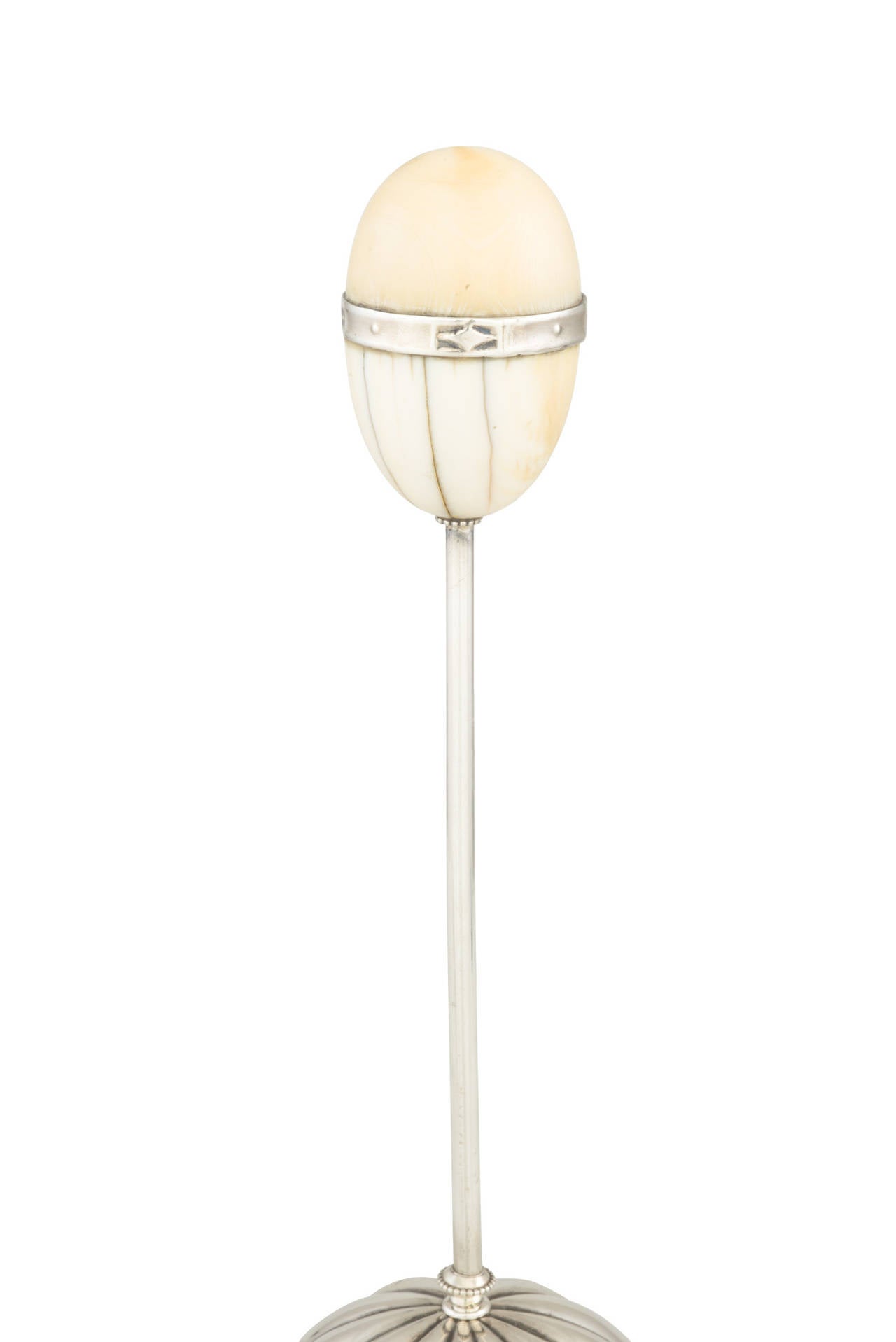 Dinnerbell
Design Josef Hoffmann
Execution Wiener Werkstatte
Silver and ivory
Crafted 1913
Height 22,3 cm diameter 9,2 cm

Description taken from the experts report by Dr. Elisabeth Schmuttermeier, head of the Wiener Werkstatte archive in the