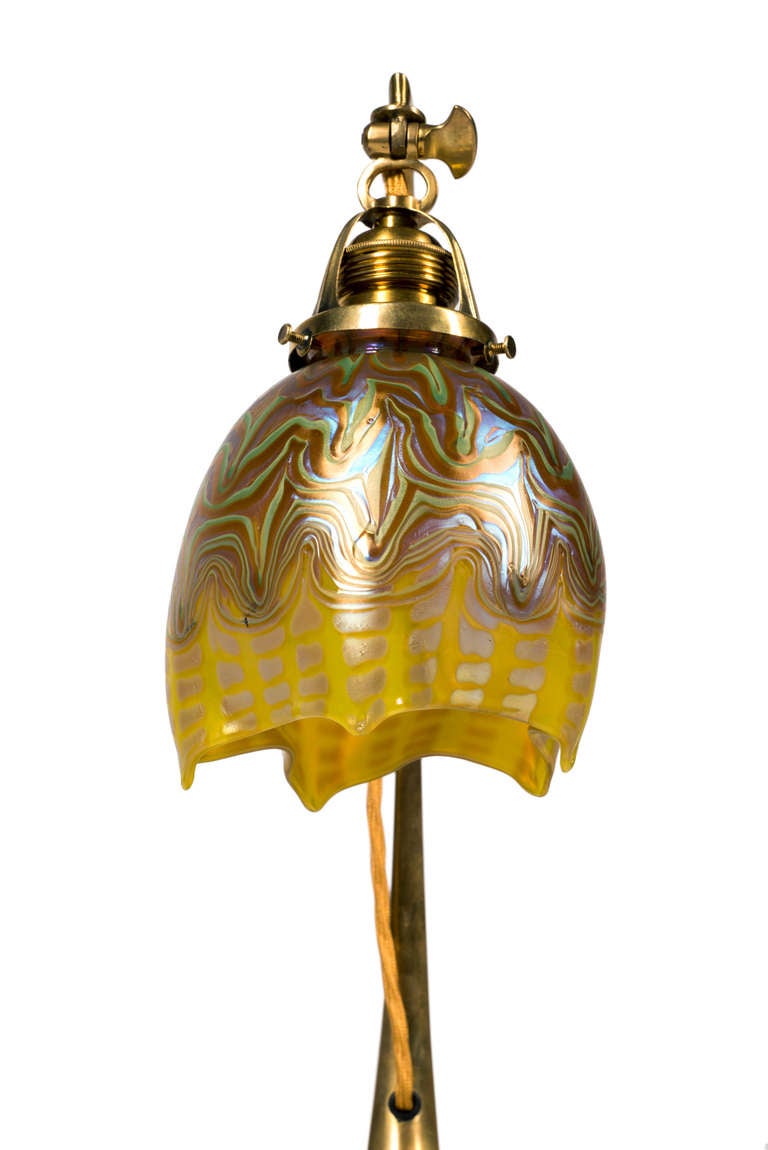 20th Century Loetz Brass Table Lamp Bellflower, circa 1901, Phenomen Gre 413