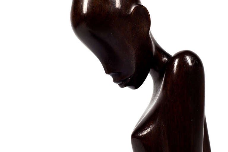 Important Figurine Werkstatte Hagenauer Precious Wood African Woman, circa 1950 In Excellent Condition In Vienna, AT