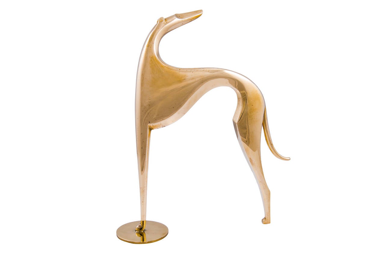 Art Deco Werkstätte Hagenauer Greyhound Brass Figurine, circa 1950