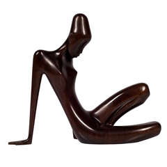Important Figurine Werkstatte Hagenauer Precious Wood African Woman circa 1950 7