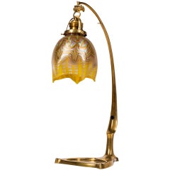 Antique Loetz Brass Table Lamp Bellflower, circa 1901, Phenomen Gre 413