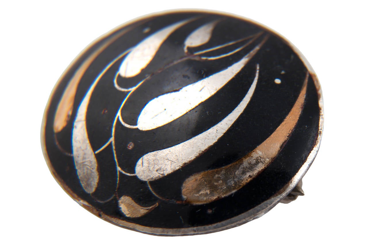 Art Nouveau Josef Hoffmann for Wiener Werkstatte Enamelled, Black and White Brooch 