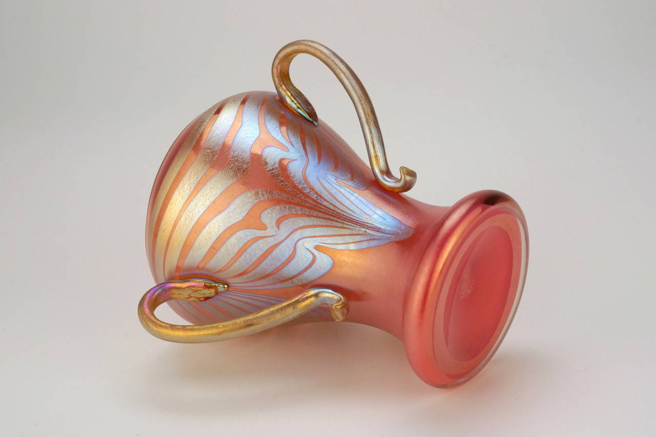 Art Nouveau Loetz Signed Early Vase Phenomen Gre 830 with Delicate Handles