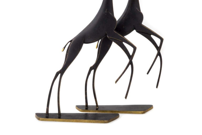 Cast Lovely Werkstatte Hagenauer Giraffes ca. 1950 Marked