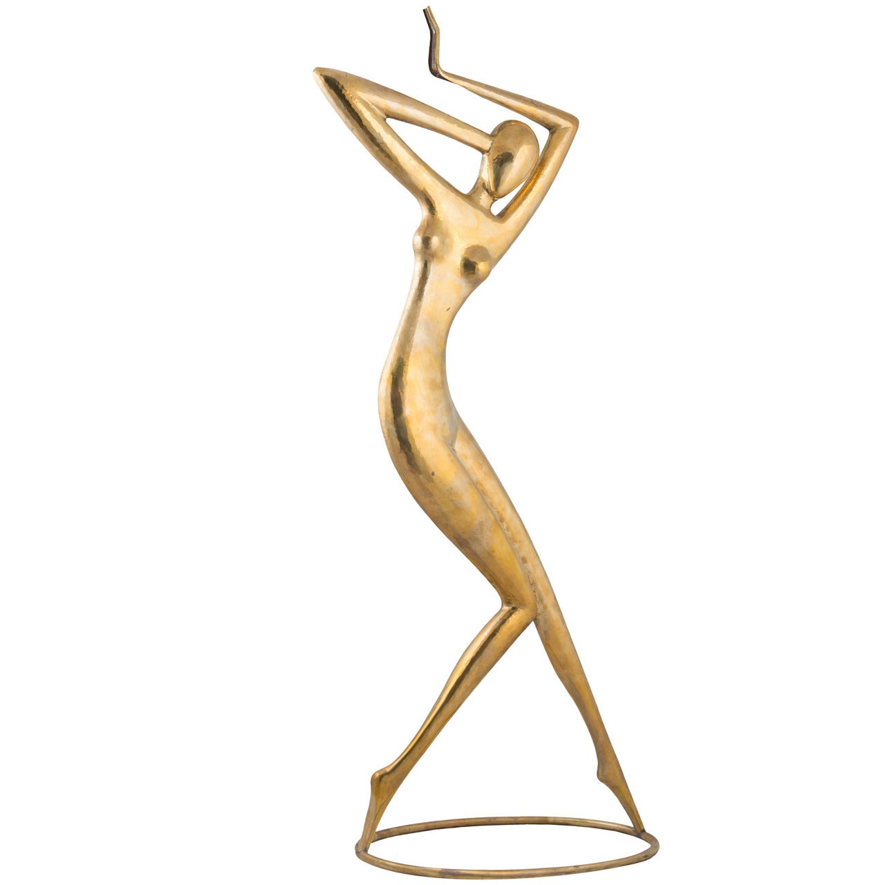 Karl Schmidt "Dancer" Sculpture Hammered Brass Former Hagenauer, 2014 For Sale