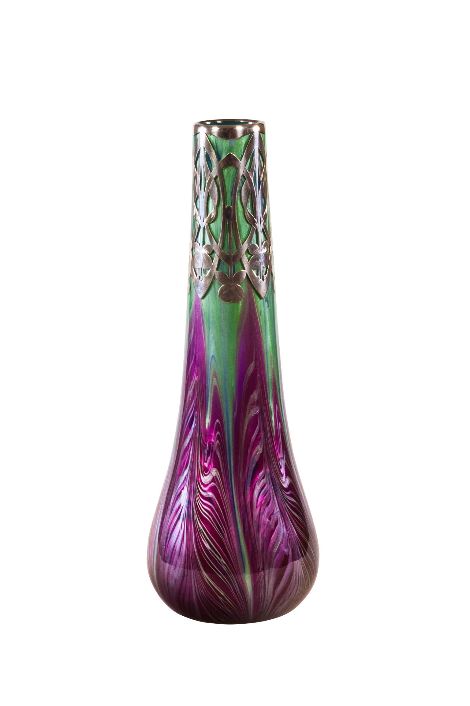 Loetz Silver Overlay Vase by Franz Hofstotter "Titania Gre 6388"