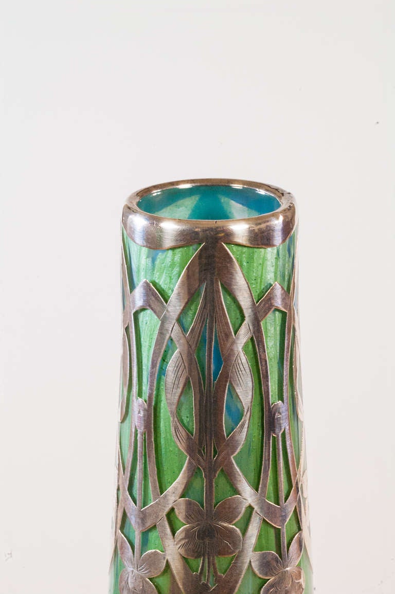 20th Century Loetz Silver Overlay Vase by Franz Hofstotter 