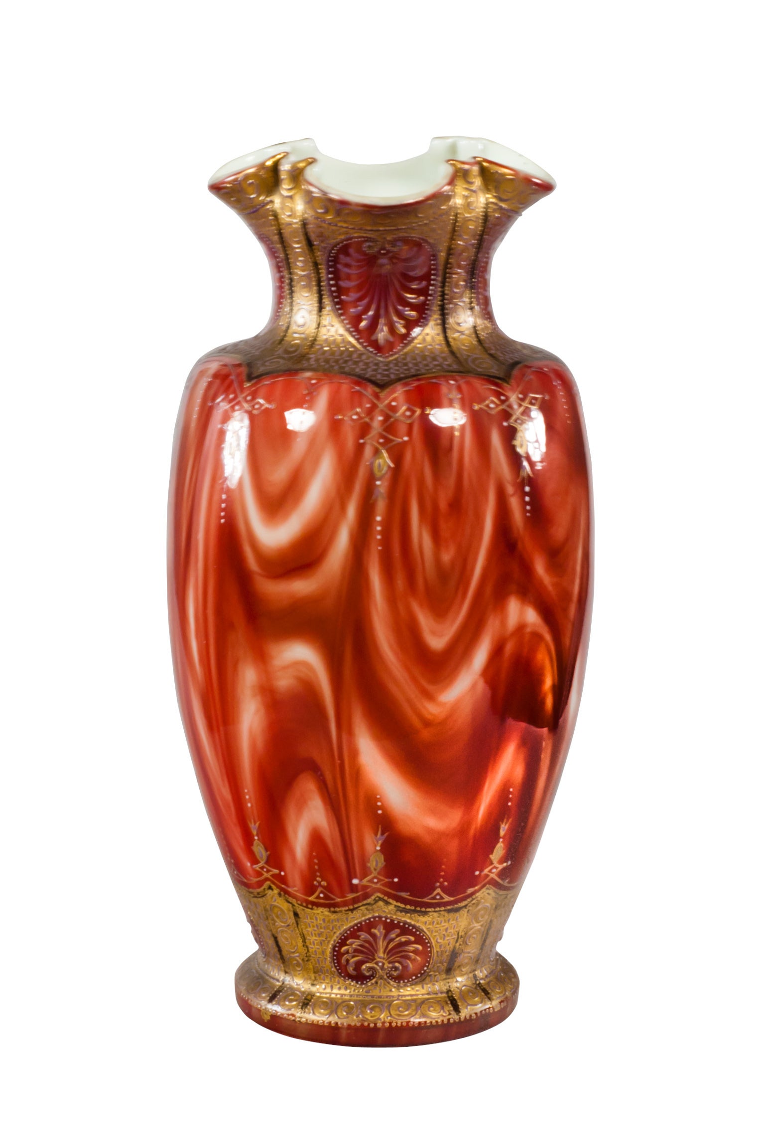 Early Loetz Vase Red Carneol Semi-Precious Stone Appearance, circa 1890 For Sale