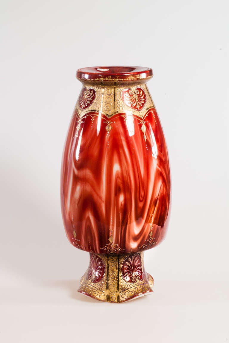 19th Century Early Loetz Vase Red Carneol Semi-Precious Stone Appearance, circa 1890 For Sale