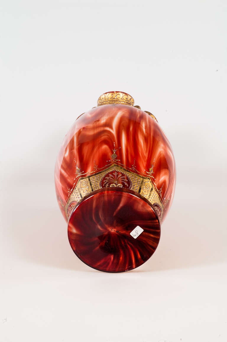 Austrian Early Loetz Vase Red Carneol Semi-Precious Stone Appearance, circa 1890 For Sale