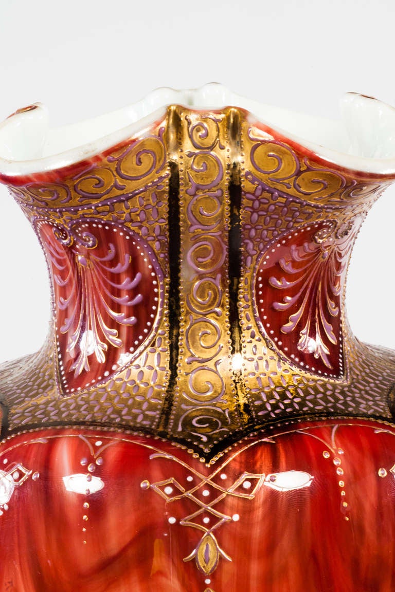 Enameled Early Loetz Vase Red Carneol Semi-Precious Stone Appearance, circa 1890 For Sale