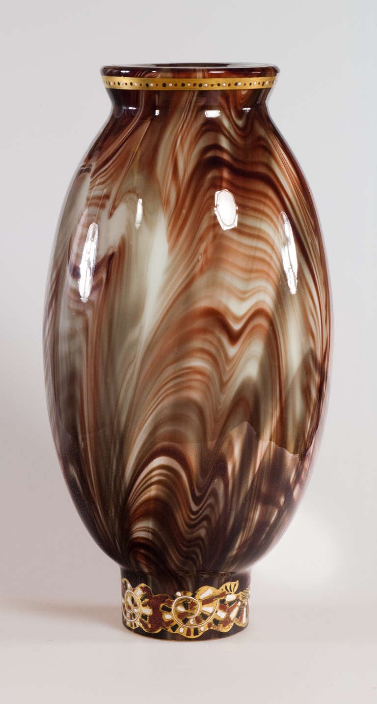 Second Empire Early Loetz Vase Brown Onyx Semi-Precious Stone Appearance ca. 1890