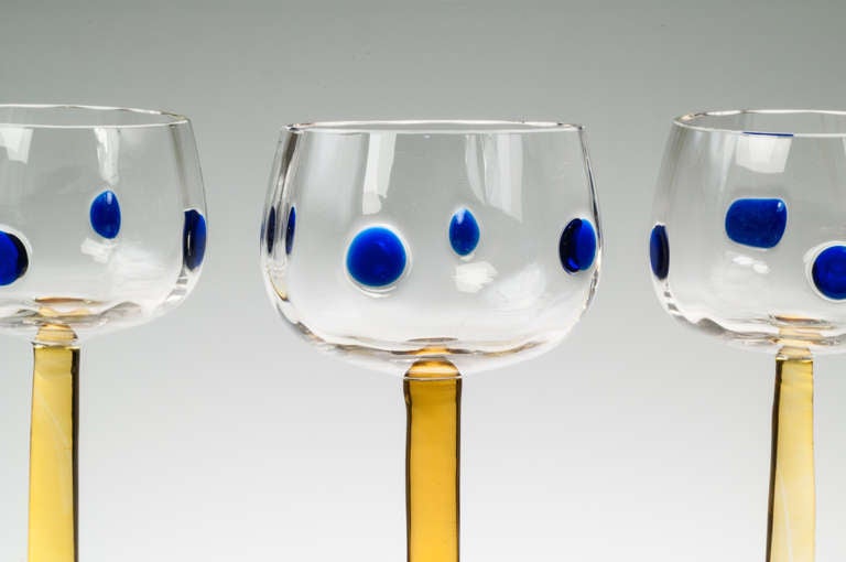 Austrian Koloman Moser Wine Glasses Vienna Secession Meyr's Neffe