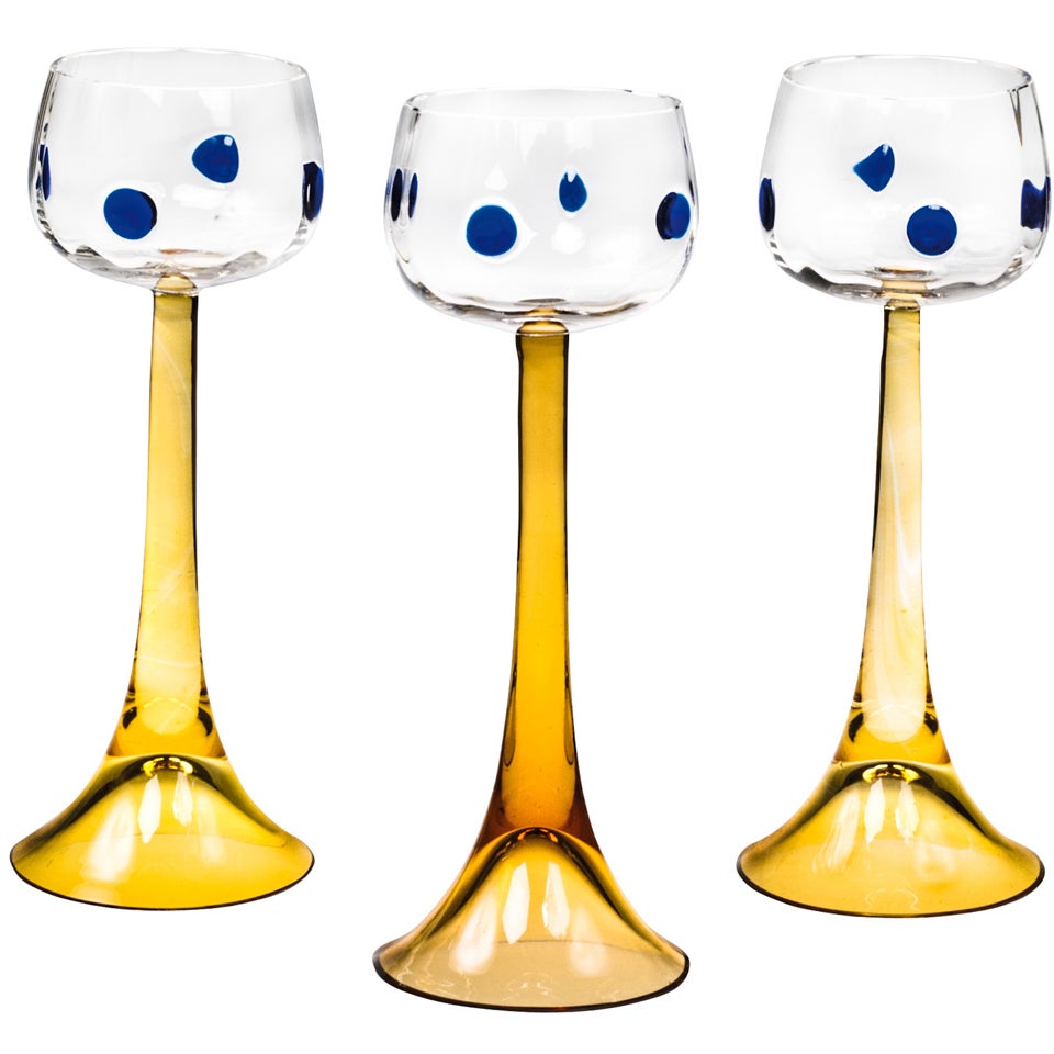 Koloman Moser Wine Glasses Vienna Secession Meyr's Neffe