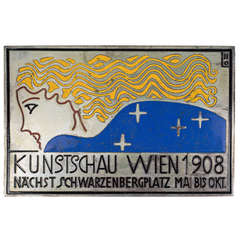 "Kunstschau Wien 1908" Enamelled Plaque, circa 1908, Vienna School Arts & Craft