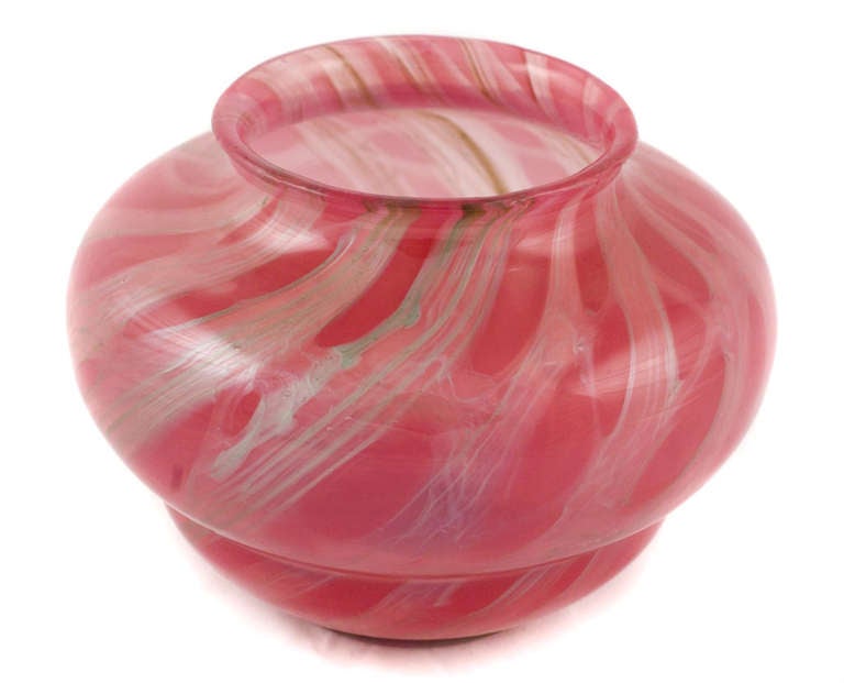 Austrian Pink Loetz Vase with Silver Swirls Decor Ausführung 118
