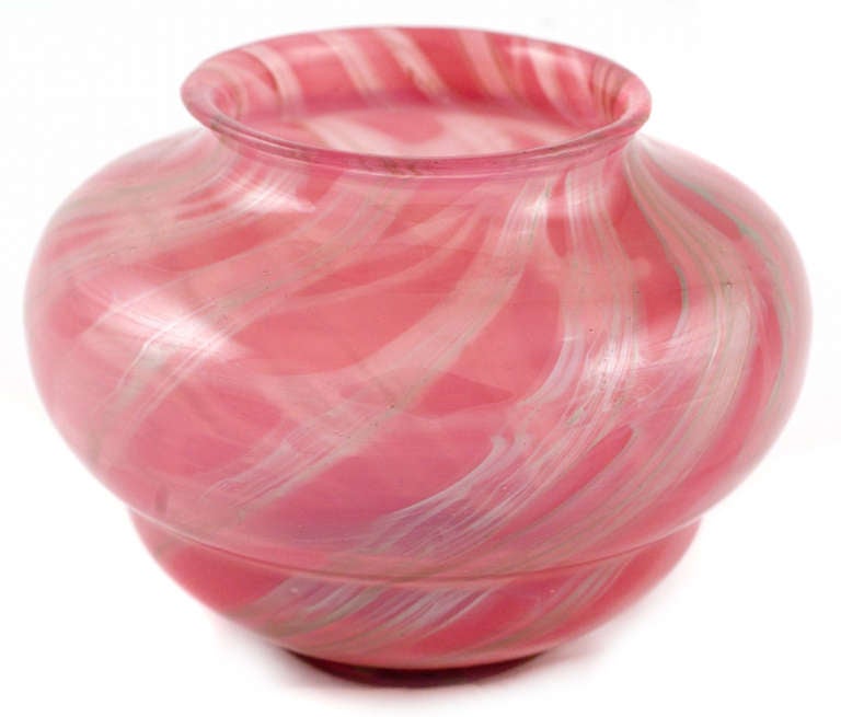 20th Century Pink Loetz Vase with Silver Swirls Decor Ausführung 118