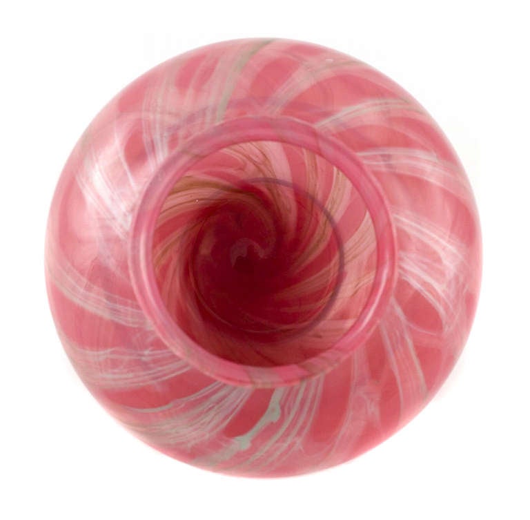 Glass Pink Loetz Vase with Silver Swirls Decor Ausführung 118