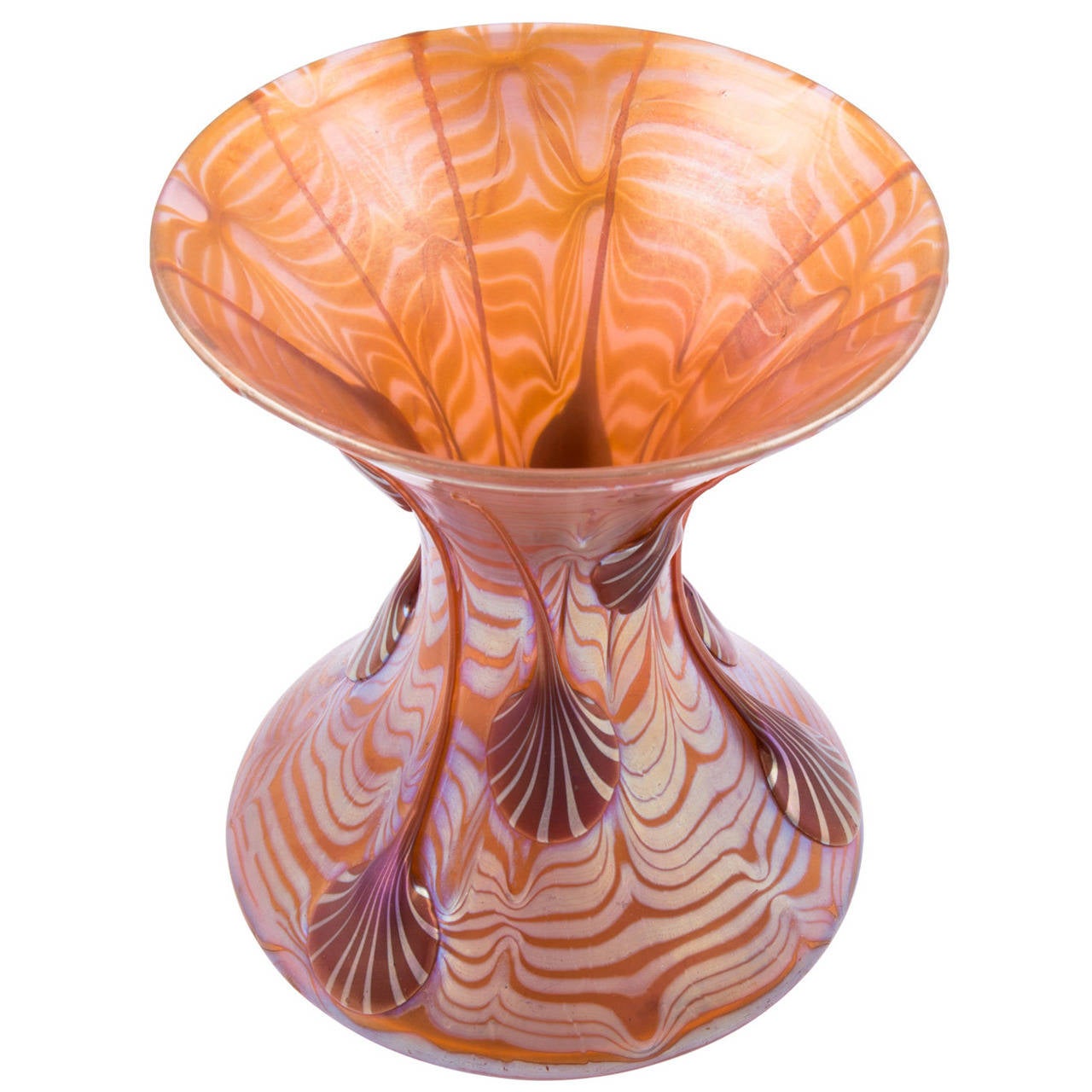 Rare Phenomen Gre 1/16 Loetz Vase with Droplets Orange Red, Signed, circa 1900