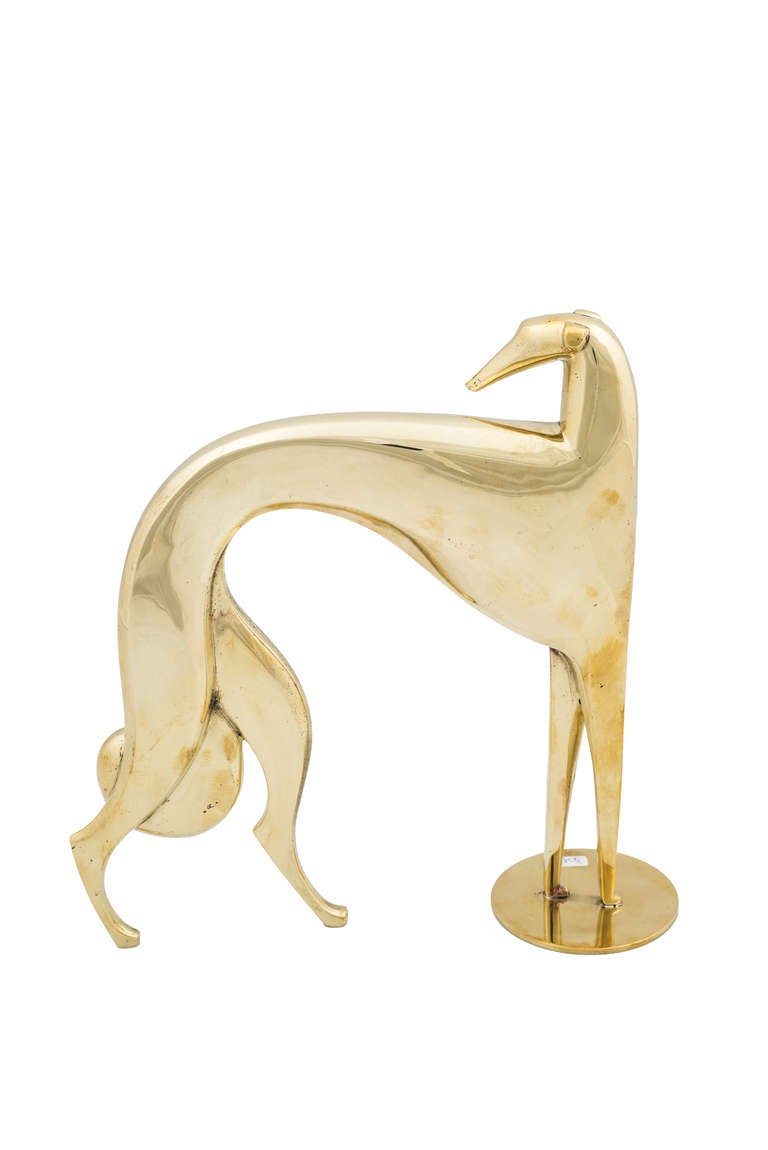 Art Nouveau Werkstatte Hagenauer Greyhound Brass Figurine, circa 1950