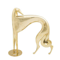 Vintage Werkstatte Hagenauer Greyhound Brass Figurine, circa 1950