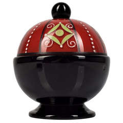 Antique Loetz Red Lidded Jar by Hans Bolek, circa 1916