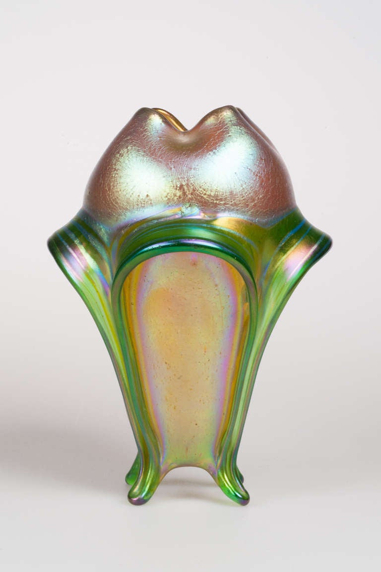 Loetz Vase Perfect Iridescent Finish Floral Shape Ca. 1915