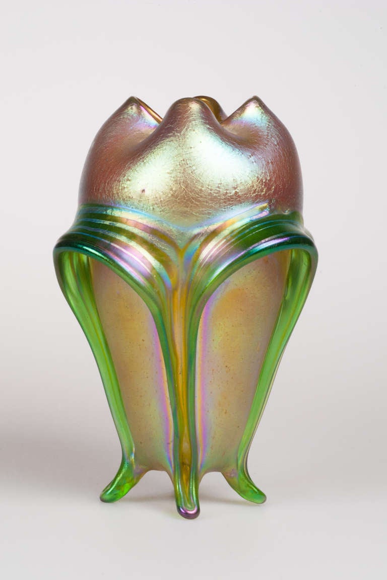 Art Nouveau Loetz Vase Perfect Iridescent Finish Floral Shape Ca. 1915