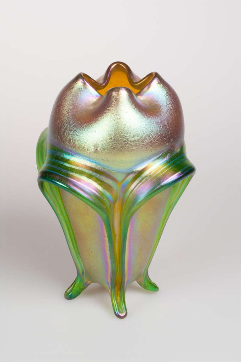 Austrian Loetz Vase Perfect Iridescent Finish Floral Shape Ca. 1915