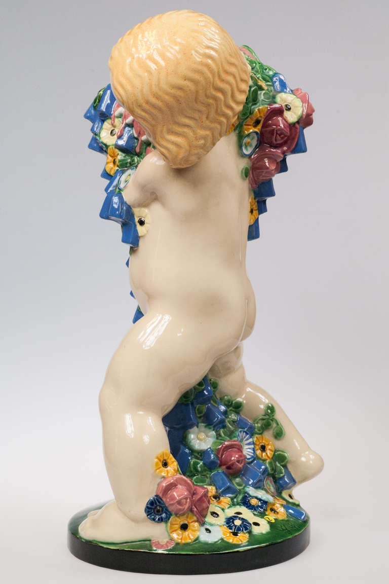 Art Nouveau Michael Powolny Wiener Keramik Spring Putto Monumental Ceramic pre 1912