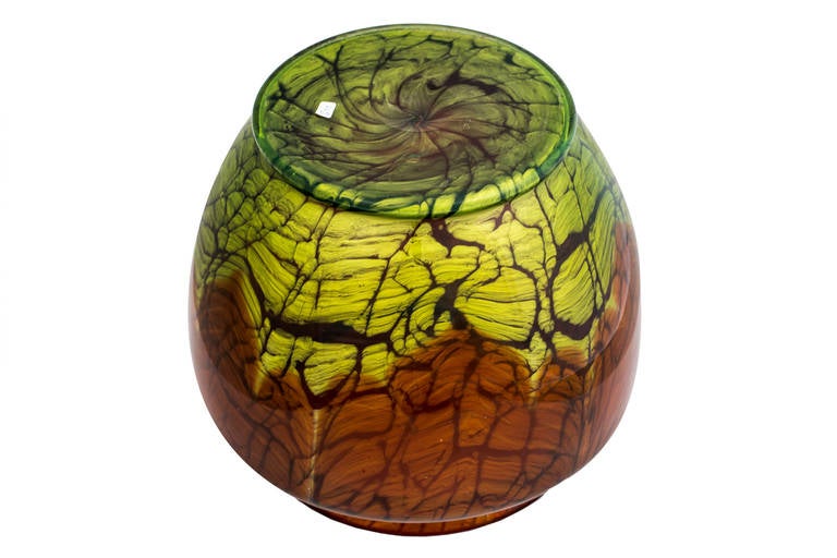 20th Century Austrian Jugendstil Loetz Large Vase Mouth-blown Glass circa 1913 Brown Green  For Sale