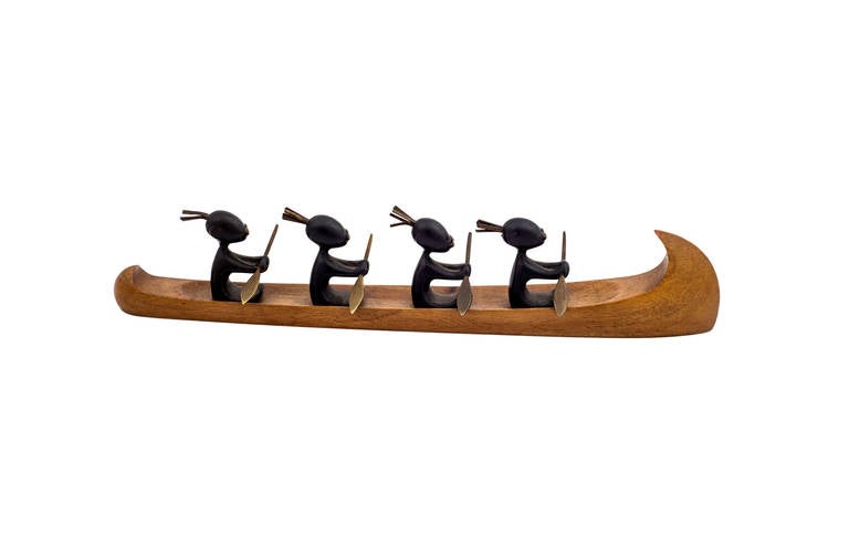 Mid-20th Century Werkstatte Hagenauer Rowboat with African Children