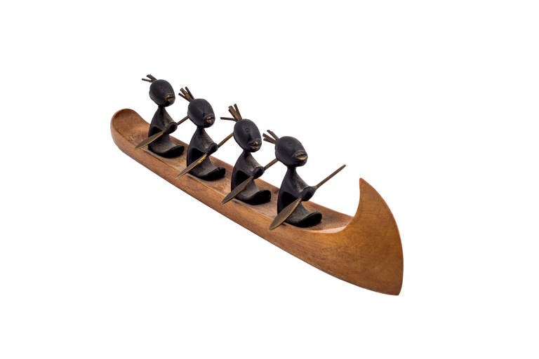 Art Deco Werkstatte Hagenauer Rowboat with African Children
