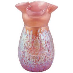 Antique Pink Phenomen Gre 377 crackled signed vase Loetz ca. 1900