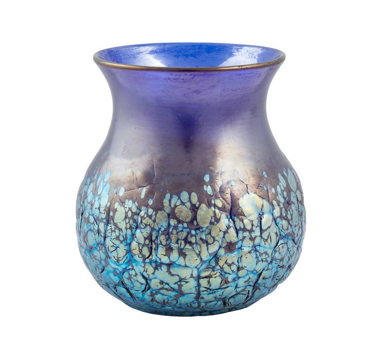 Cobalt Phenomen Gre 377 crackled signed vase Loetz ca. 1900 In Excellent Condition For Sale In Vienna, AT