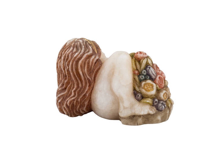 Flower Witch by Richard Teschner 1913 Alabaster and Opal Figurine In Excellent Condition In Vienna, AT