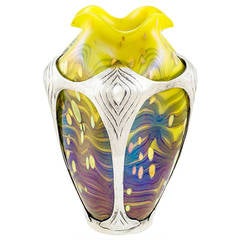 Loetz Cytisus Vase with metal mounting by F. Van Hauten Sohn ca. 1902